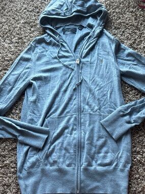 AllSaints Light Blue Merino Zip Hoodie